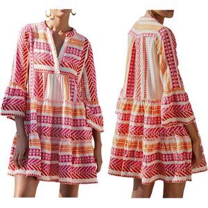 Devotion TWINS | Dresses | Devotion Twins Womens Ella Tunic Dress  Embroidered Pinkorange Xsmall | Poshmark